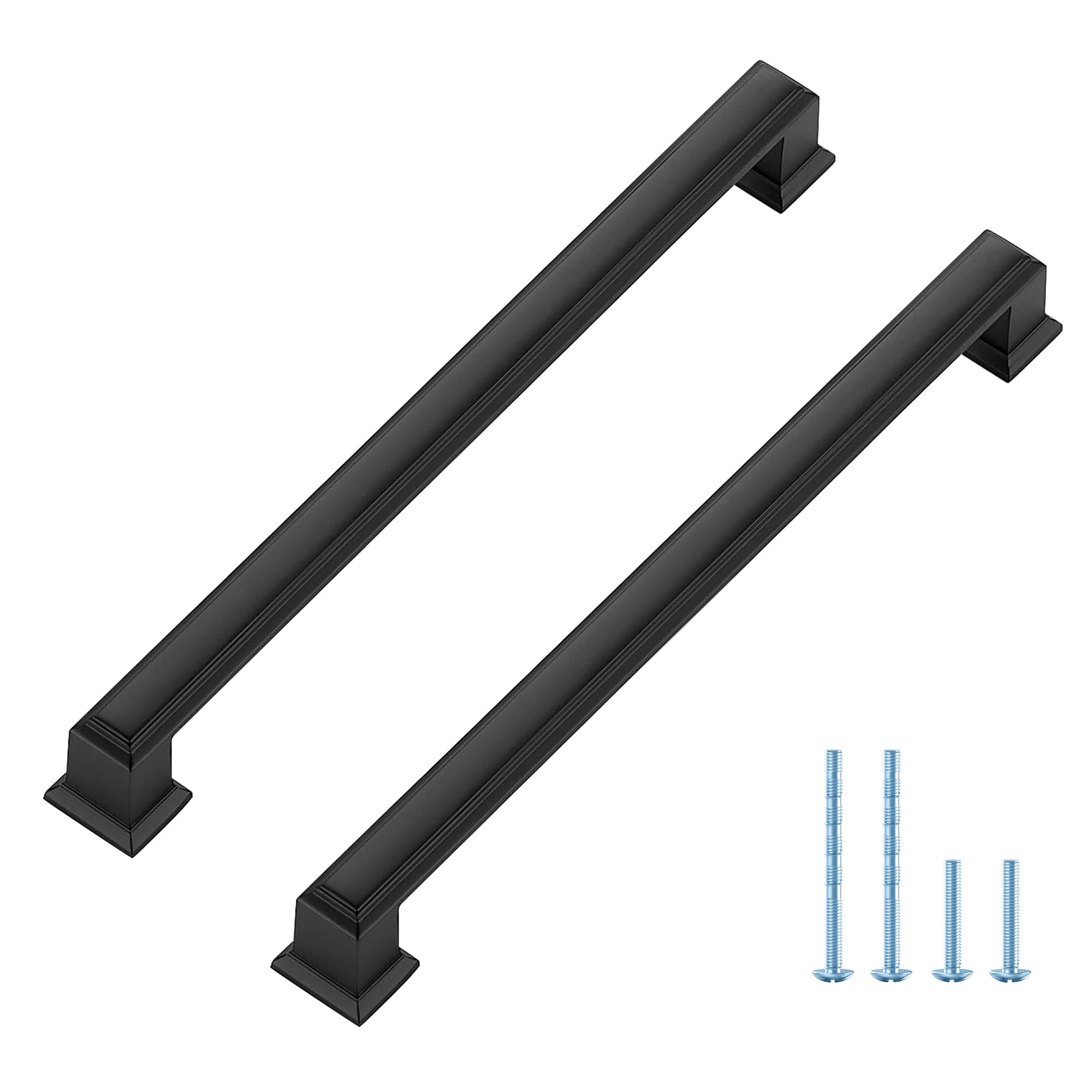 Photo 1 of Ravinte Hardware 10 Pack Matte Black Cabinet Pulls, 7-1/2 Inch (192mm) Hole Center Zinc Alloy Drawer Handles for Kitchen Cabinets, Cupboards, Dressers, Square Solid Metal Hardware