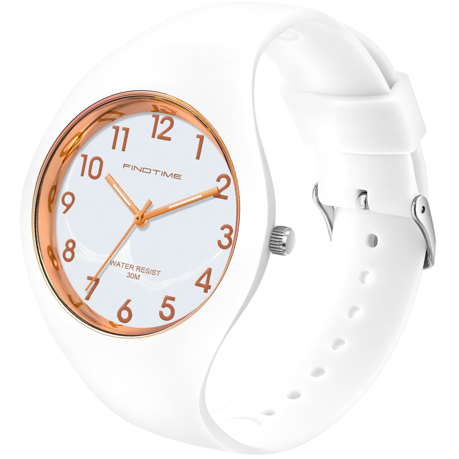 findtime Ladies Watches Waterproof Watches for Women Sports Womens Watch with Big Face and Soft Silicone Strap Nurse Watch with Secondhand White
