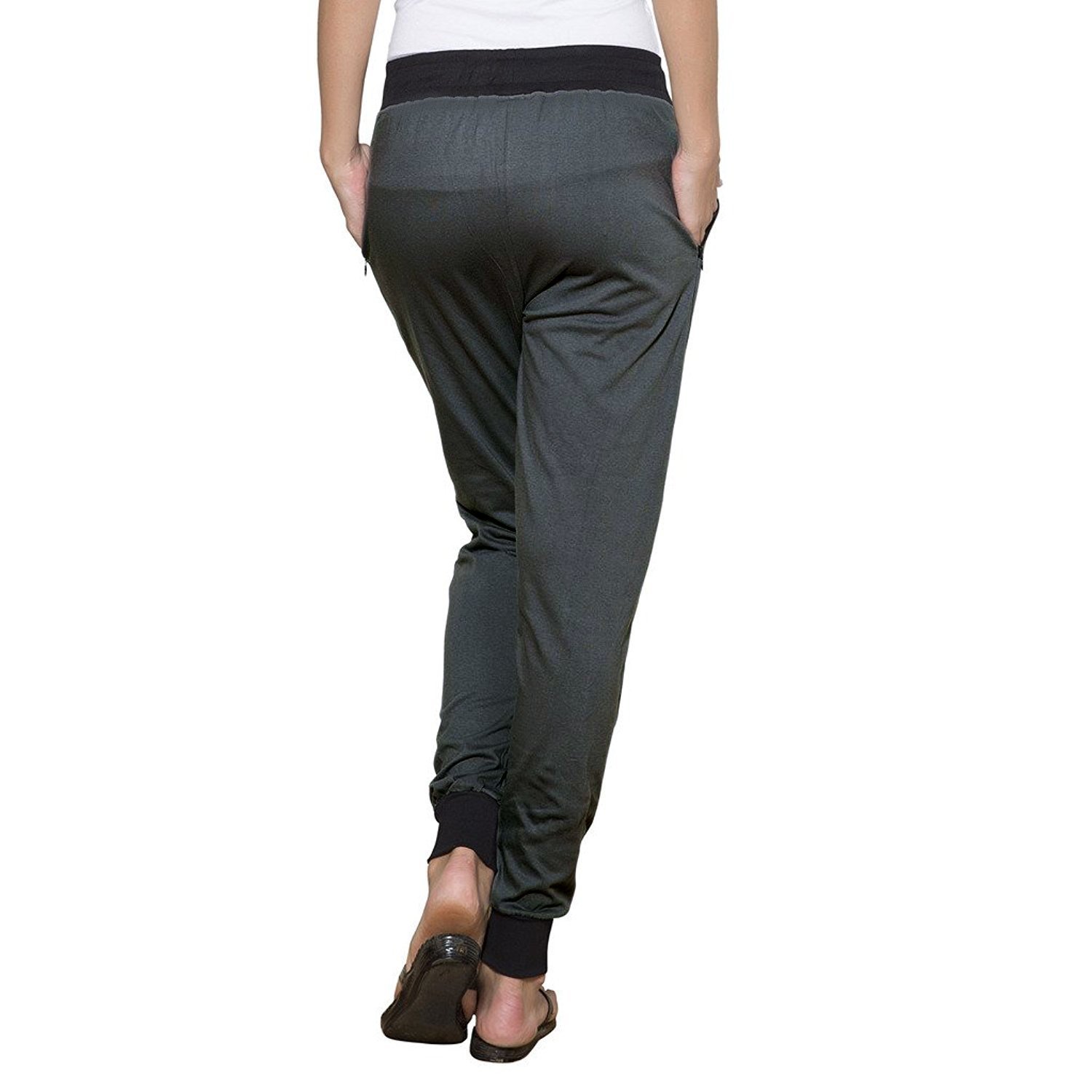 redox women's ribbed cotton track pants,pajamas,lowers dark grey (waist 26-36)