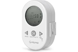 G-Homa Timers for Electrical Outlets, Upgrade of Mechanical Timer, Easy to Set, Dual Outlet,3-Prong,24 Hour Indoor Plug-in Outlet Timer, for Light,Fans 15A/1875W White