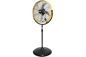 HiCFM 4200 CFM 20" High Velocity Pedestal Fan with Powerful 1/5 Motor, 6 Foot Power Cord, 180 degree Tilting Drum Head, 3-Speeds control, Commercial or Industrial - UL Safety Listed