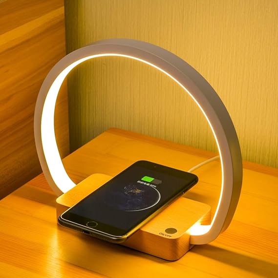 Bedside Lamp Wireless Charger LED Desk Lamp with Touch Control 3 Light