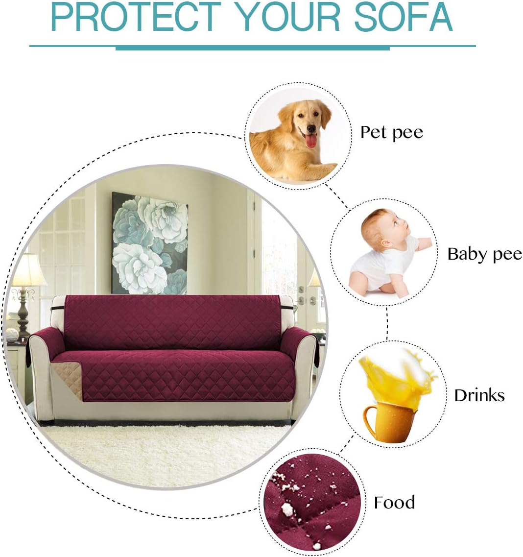 H.Versailtex Sofa Cover 3 Seater, Water Resistant Couch Covers for Pets Sofa Slipcovers with 2" Wide Elastic Strap - Image 3