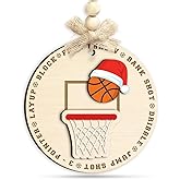 KILYHOME Basketball Xmas Ornament, 2 Layer Wood - Sports Ornament for Christmas Tree - Santa Basketball Gift for Boys, Girls, Players, Leaders, Coaches & Basketball Lovers, Holiday Decor