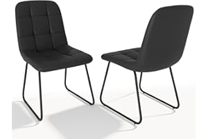 HIPIHOM Dining Chairs Set of 2, Modern Kitchen Faux Leather Dining Room Chair for Kitchen Living Dining Room (2 Black)