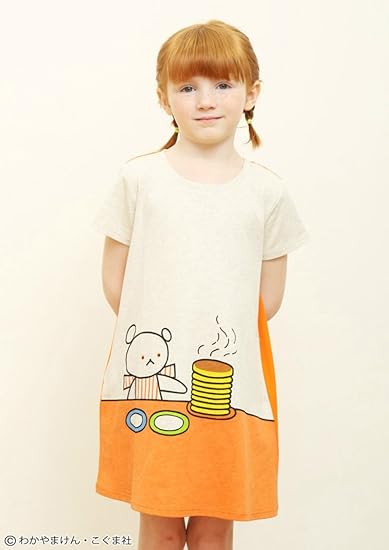 Amazon グラニフ Graniph コラボレーションaラインキッズ半袖ワンピースb しろくまちゃんのほっとけーき しろくまちゃんのほっとけーき ヘザーナチュラル 130 ワンピース チュニック 通販