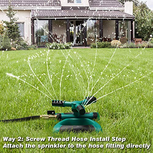 Morfone Lawn Sprinkler, Garden Sprinkler Automatic 360° Rotating Irrigation System Water Sprinklers for Garden, Yards, Kids, 3600 Square Feet Coverage - Thumbnail 4