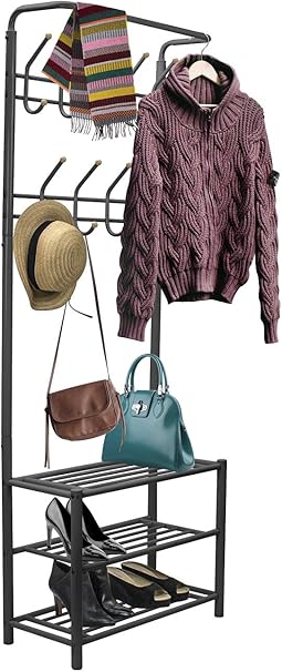 Sorbus Garderobenständer/Schuhregal für Flur/Flur/Garderobe/Schuhbank