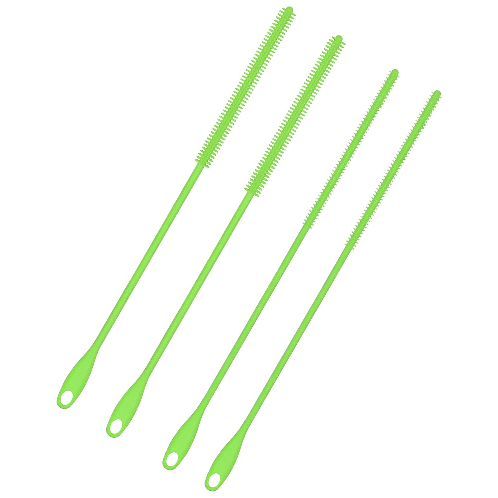 4pcs Straw Cleaner Brush Extra Long, 9.45in Silicone Straw Brush Reusable Straw Cleaning Brush 6mm & 8mm Flexible Straw Crevice Pipe Cleaners for Metal Glass Straws (Green)