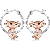 Axolotl Earrings 925 Sterling Silver Axolotl Hoop Earrings for Women Cute Animal Jewelry Gifts for Mom