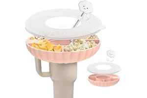 INCOLUMITAS Stanley Snack Tray, Food Grade Silicone Snack Bowl for Stanley Cup 40 oz Accessories with Straws Cover, Stanley Accessories 40 oz Snack Bowl for Stanley Tumbler Accessories (Pink)