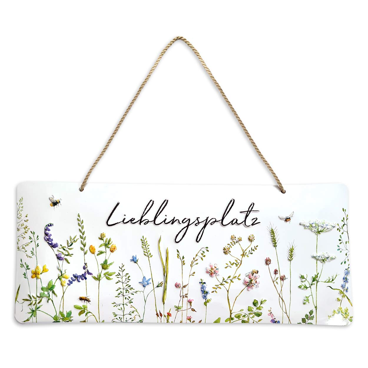 Tin Sign, Wall Decoration Metal for Hanging "Lieblingsplatz" | Metal Sign for Living Room, Garden or Balcony | Great Gift for Housewarming or Topping Out Party