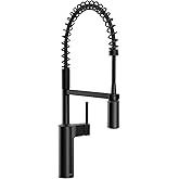 Moen Inara Matte Black Spring Pulldown Kitchen Faucet with Pre-Rinse and Power Boost, Modern Kitchen Faucet, One-Handle Easy Installation, 87863BL