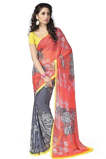 Polyester Georgette Saree with Blouse Piece