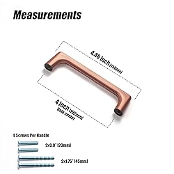 Goo-Ki Brushed Copper Cabinet Pulls with 4''Hole