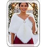 Aukmla Faux Fur Shawl Wedding Fur Wraps and Shawls Bridal Fur Stole Winter Cape Shrug for Brides and Bridesmaids
