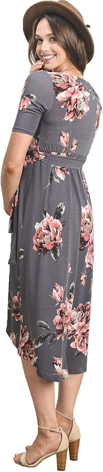 Hello MIZ Women's High-Low Surplice Wrap Maternity Dress with Waist Belt (L. at  Women’s Clothing store