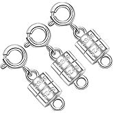 S925 Sterling Silver Magnetic Necklace Clasps and Closures, Magnetic Clasps for Necklaces,Magnetic Clasp Converter for Jewelry Making Supplies (3silvery)