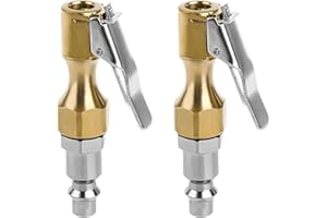 LSKASELUE 2 PCS Air Chucks, 1/4" Female NPT Heavy Duty Brass Open Flow Air Chuck with Lock-on Clip, Tire Inflator Thread Nozz