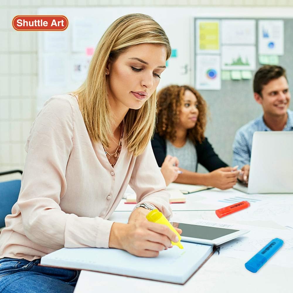 Highlighters, Shuttle Art 8 Assorted Colors Highlighter Pens, Chisel Tip Dry-Quickly Non-Toxic Highlighter Markers for Adults Kids Highlighting in the Home School Office : Office Products