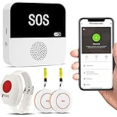 PILSAMAS WiFi Caregiver Pager Wireless Call Button with App Alert, Medical Alert Systems for Seniors No Monthly Fee- 2 Caregiver Call Button + Wristband Panic Button, Alert Button for Seniors at Home