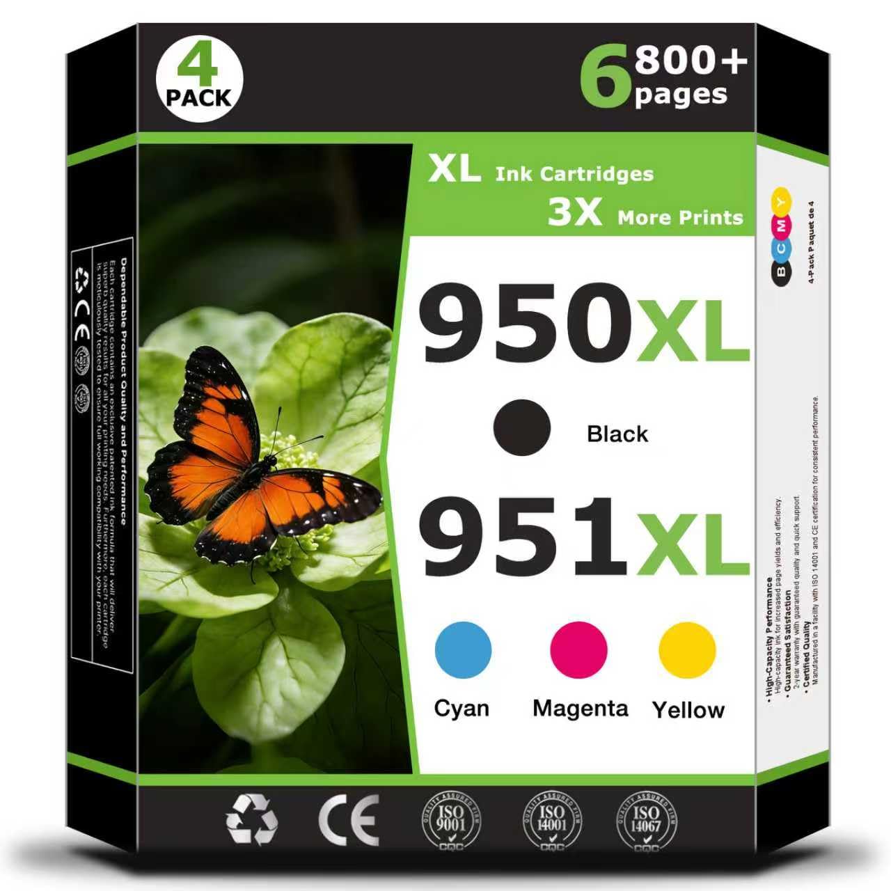 Photo 1 of 950XL 951XL Ink Cartridges Compatible for HP 951 XL for HP 950 xl Printer Ink 950 951 ink combo pack Work with OfficeJet Pro 8100 8600 8610 8615 8620 8625 8630 8660 251dw 271dw 276dw Printer(4 Pack)
