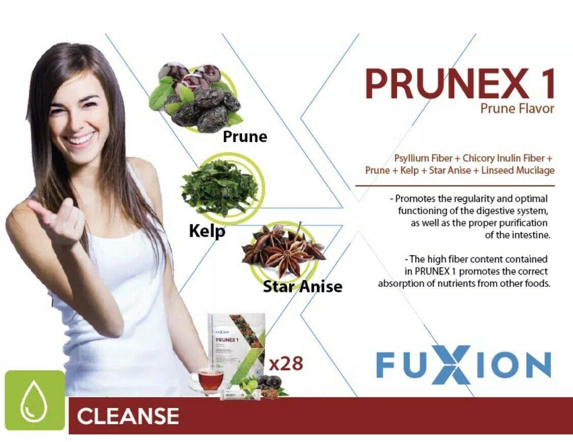 Petseeker Fast Acting Colon Cleanse-FuXion Prunex 1,Reliable Overnight Relief from Constipation,Stay Comfortable at Bathroom,All Natural Ingredients,Herb&Fruit w,Fiber&Insulin(Prune&Plum,28 Sachets)