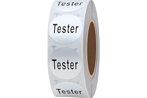 Hybsk Clear Cosmetic Tester Labels 20mm Round Total 500 Per Roll (Silver)