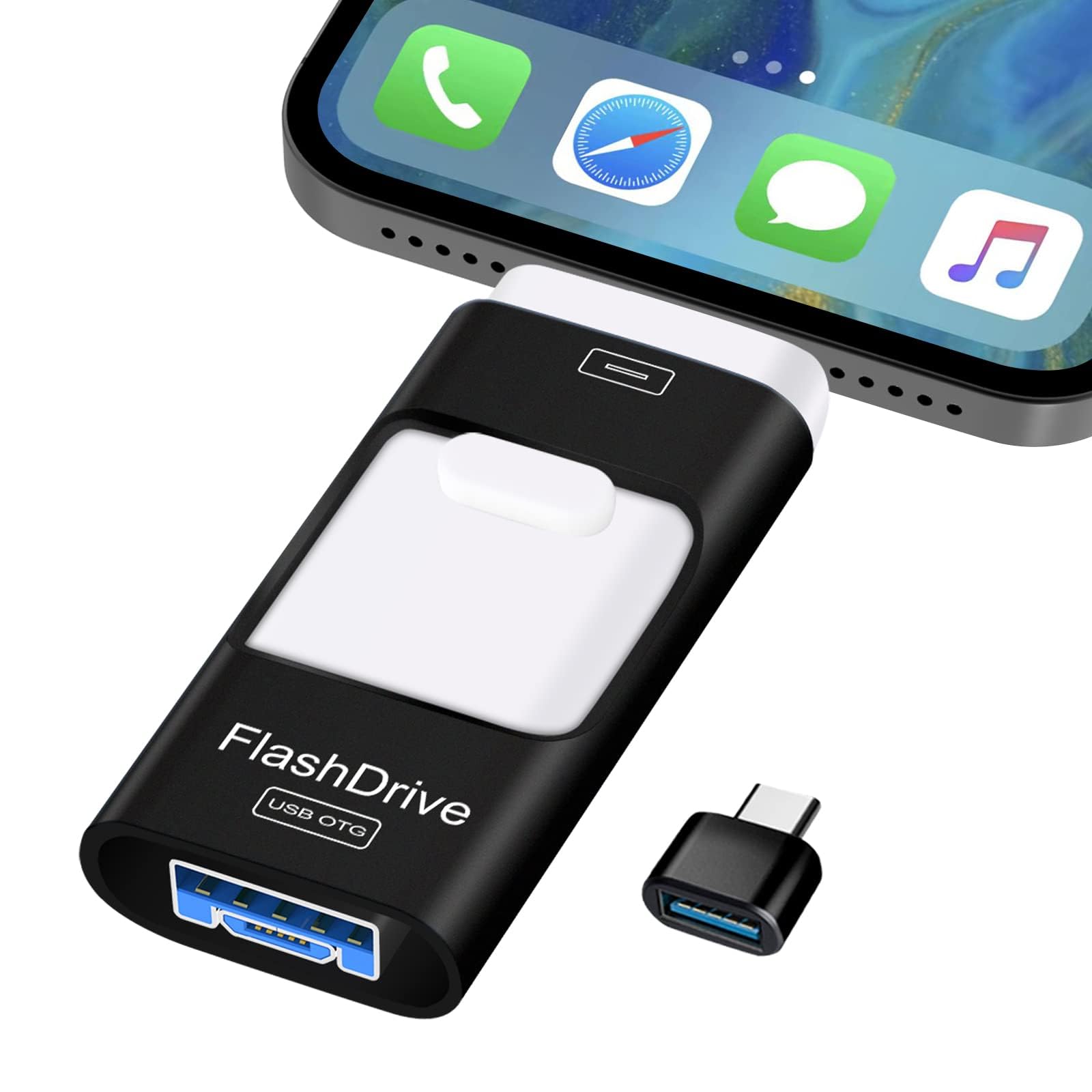 ZARMST USB Stick 256GB, 4 in 1 Flash Drive 3.0 High Speed Photostick, Memory Sticks External Storage Pen Drive for Phone/Pad/Android/PC, Copy Photo Videos Files With One Click (Black) — image 1