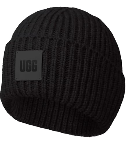 Amazon.com: UGG, Womens, Chunky Crafted Rib Beanie, Black, One
