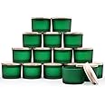 SHOWIN Thick Candle Jars for Making Candles 16 Pcs, 4 OZ Empty Jars with Wood Lids for Candle Making, Sample Container - Dishwasher Safe, Frosted Green
