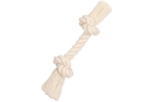 Mammoth Pet Products Dog Flossy Chews 100-Percent Cotton White Rope Bone, Medium, 12-Inch (10004V), All Breed Sizes