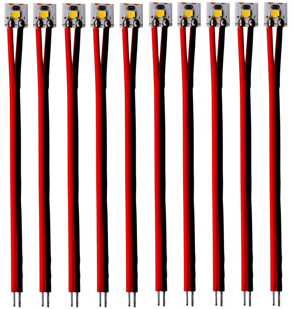 RUNCCI-YUN 10pcs 12V ~ 18V SMD 1-LED model railway led lighting,model train lights for lego led lights n gauge model railways oo gauge lights model train lights 10cm (Length)（white light）