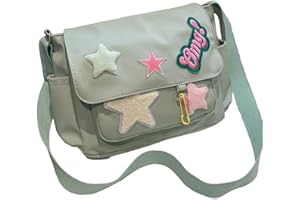 YILCER Cute Messenger Bag, Aesthetic Crossbody Bag, Y2K Star Grunge Bag Emo Shoulder Tote Purse for Women