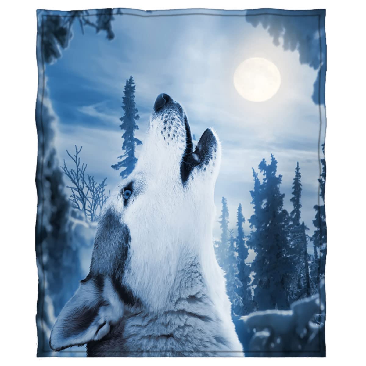 goodbath Wolf Blanket, Animal Wolves Fleece Throw Blanket for Couch Sofa Bed Travel Adults, 200cm x 150cm