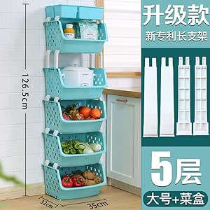 almacenamiento Canasta de verduras de piso multicapa que ahorra espacio