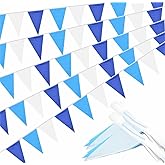 Blue Pennant Banner Garland Bunting Triangle Flag Decorations for Wedding Birthday Baby Shower Graduation Grand Opening 60Pcs
