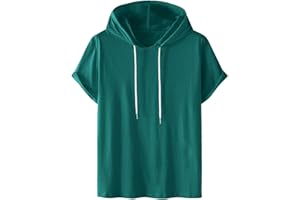 Lenkho Short Sleeve Hoodies for Men Fashion Workout Shirts Tops Casual Comfy Plus Size Pullover Hoodie Athletic Gym Clothes