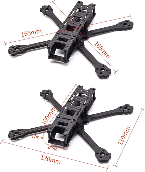 Amazon Com Tcmmrc Drone Frame X140hv 3inch Wheelbase 140mm Arm 3mm 3k Carbon Fiber For Rc Racing Fpv Frame Kit With Sponge Cushion Bag Chamfer Processing Custom Aluminum Column Toys Games