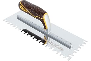 QEP 49956-12 Euro Notch Cork Handle Stainless Steel Trowel, XL