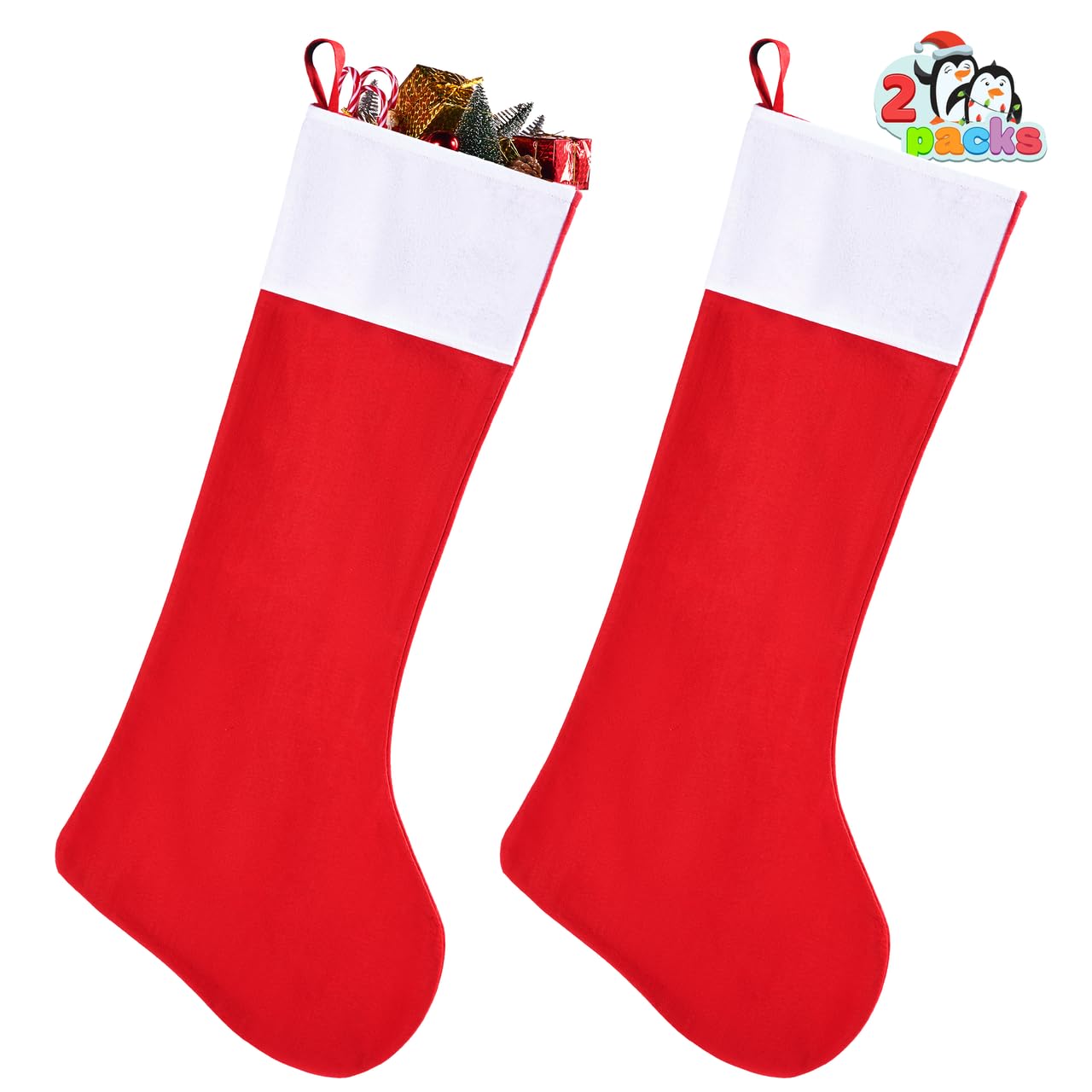 JOYIN 2 Packs 96.5 cm Jumbo Felt Christmas Stockings Party Decoration,Giant Christmas Stocking for Holiday Tree Deco