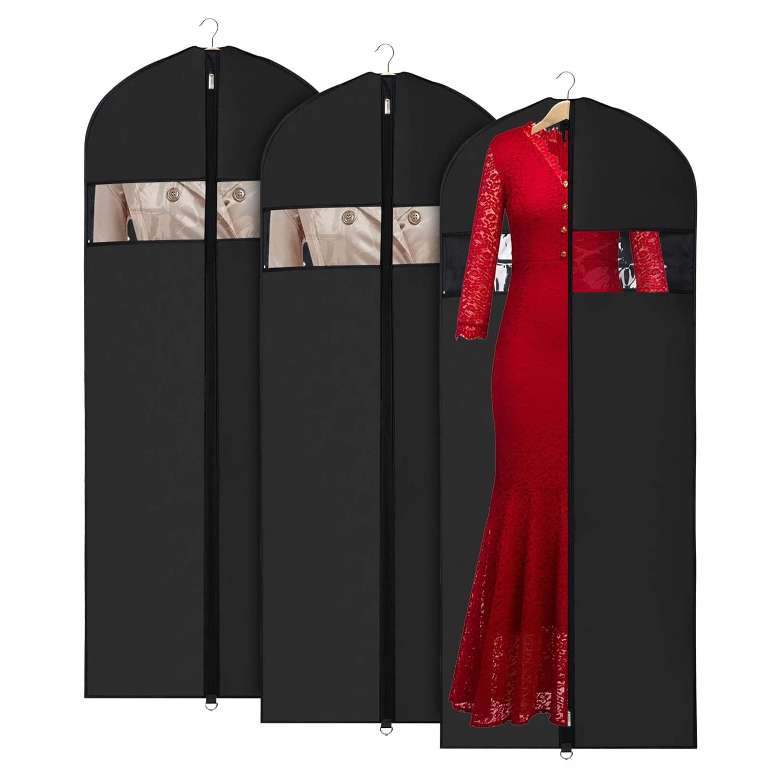 KEEGH Dress Cover Bag 60" Foldable Clothes Covers Protector Bags Oxford Fabric Wedding Dress Bag Dustproof Garment Covers Suit Bags Moth Proof Garment Bags for Storage and Travel - 3 Pack