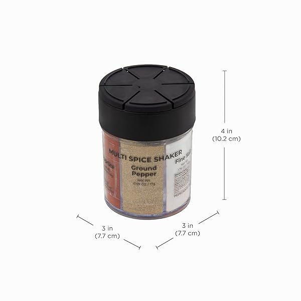 KAMENSTEIN ROUND MULTI-SPICE 6-IN-1 CONTAINER, FILLED WITH ESSENTIAL SEASONINGS, COMPACT SPACE-SAVING HERB ORGANIZER FOR KITCHEN, RV, CAMPING AND SMALL APARTMENTS