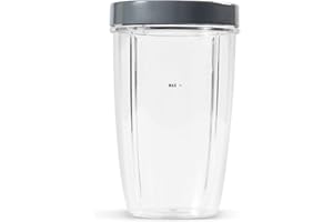 NutriBullet 24 Ounce Tall Cup with Standard Lip Ring, Clear/Gray