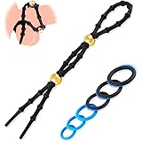 Penis Ring Adult Sex Toys - Silicone Adjustable Male Cock Ties & 6 Different Sizes Cock Ring Sets for Erection Enhancing, Lon