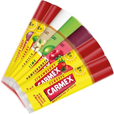 Carmex Moisturising Lip Balm 7-Pack SPF 15 Classic Strawberry Pomegranate Lime