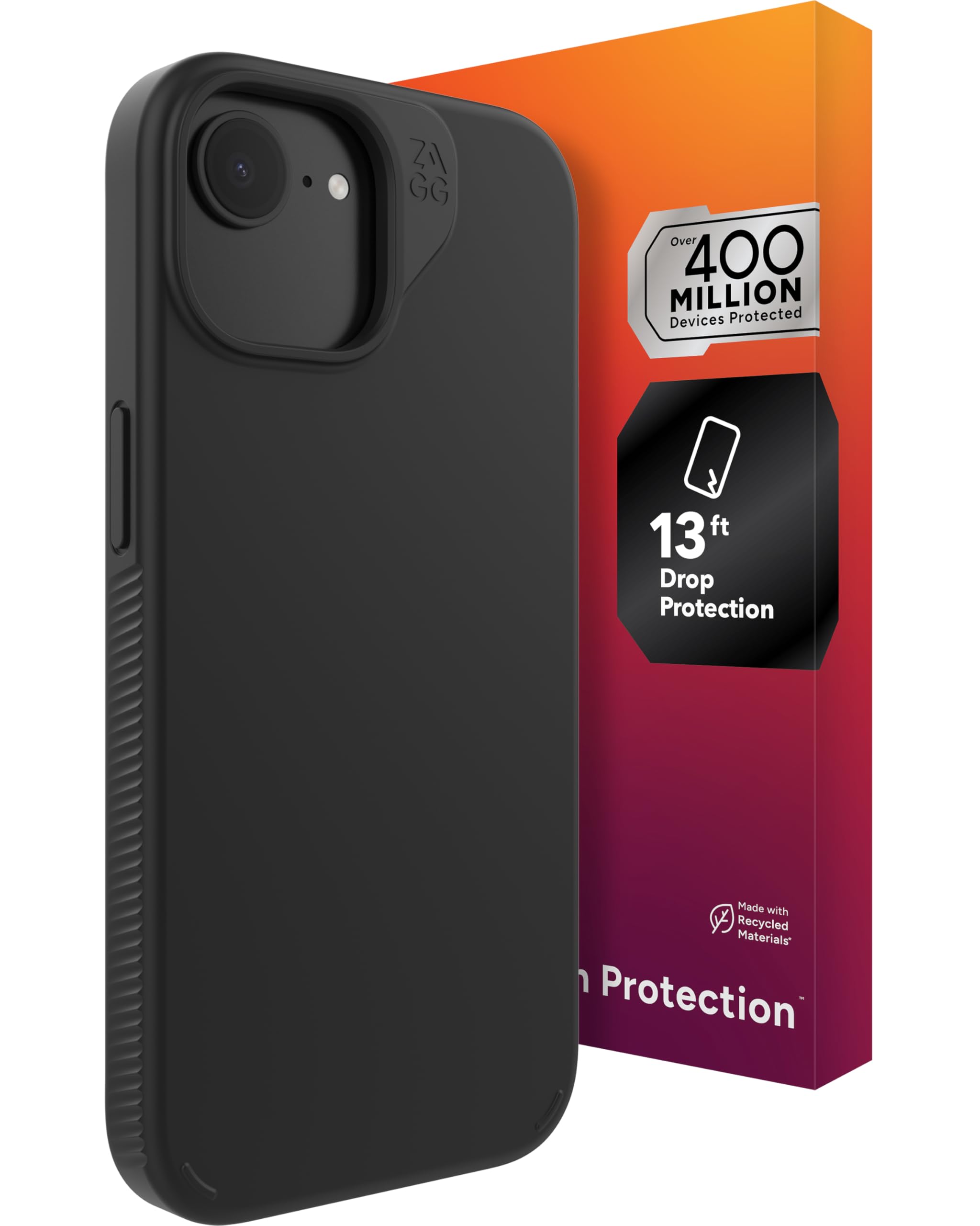 ZAGG Milan Case for iPhone 16e/ 15/14/ 13 – Slim & Stylish, 13ft Drop Protection, Strengthened with Graphene, Secure Grip, 84% Recycled Material, Black
