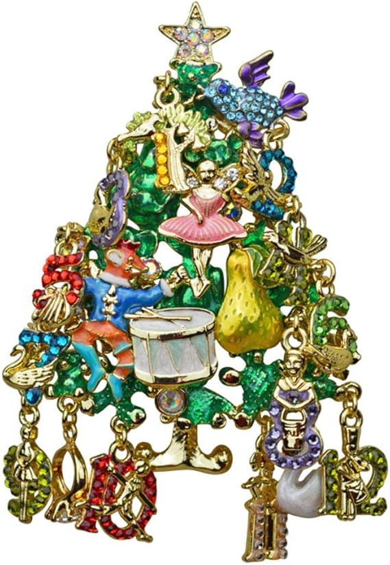 Kirks Folly 12 Days of Christmas Tree Pin Pendant goldtone