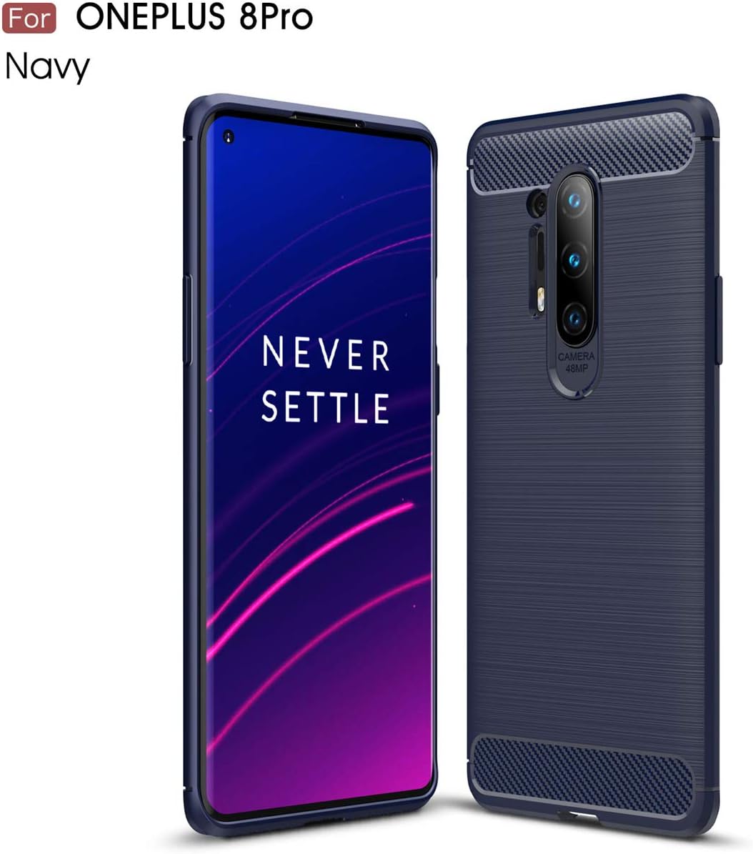 OnePlus 8 Pro Case,Silicone soft Cover,Shockproof Protection,durable Ultra thin Carbon fiber case,For OnePlus 8 Pro (Blue)