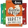 Kettle and Fire Beef and Chicken Beef Bone Broth Variety Pack, Keto, Paleo, and Whole 30 Approved, Gluten Free, High in Protein and Collagen, 4 Pack